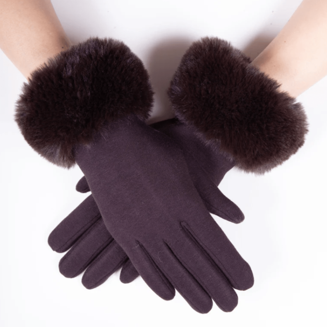 Faux Fur Cuff Gloves - Very Moda