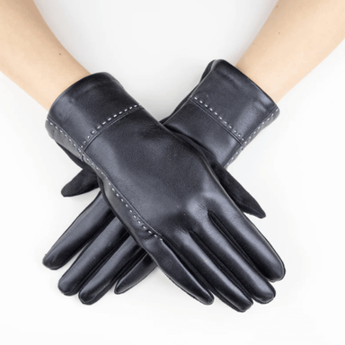 Faux Leather Cross Stitch Gloves - Very Moda