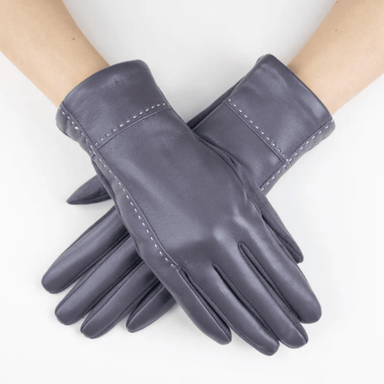 Faux Leather Cross Stitch Gloves - Very Moda