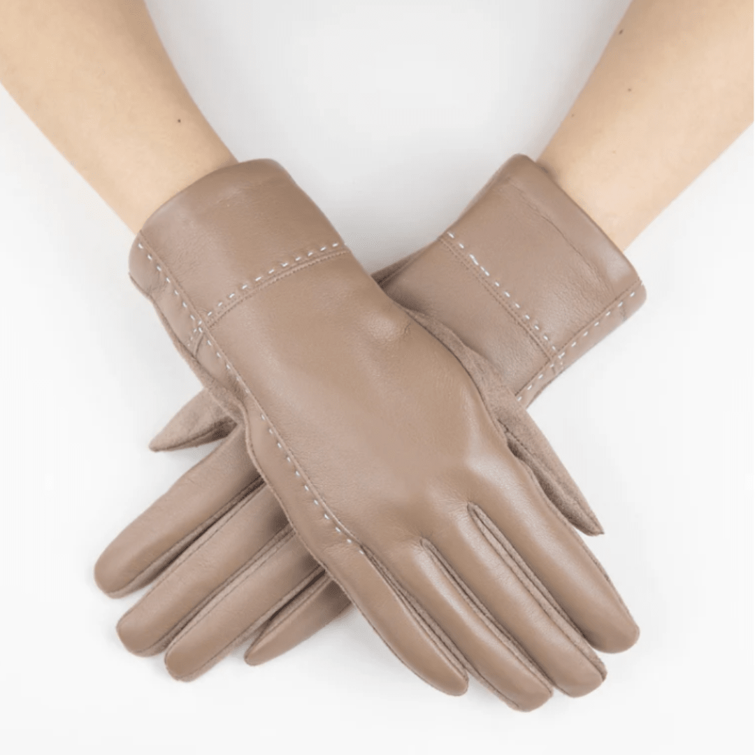 Faux Leather Cross Stitch Gloves - Very Moda
