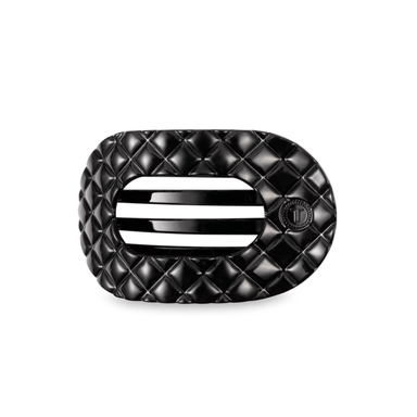 Flat Round Hair Clip - Jet Black Quilted - Teleties