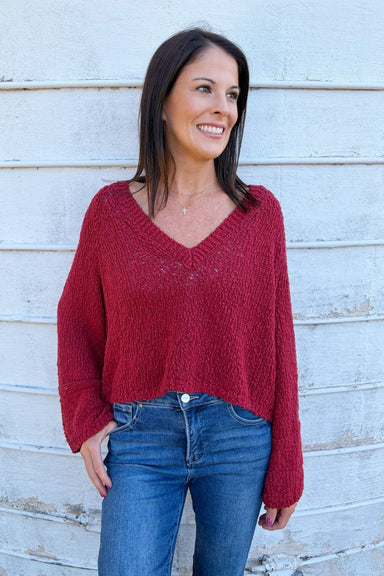 Free People Heartland Pullover In Richest Red - Free People