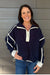 Free People Mountain High 1/2 Zip In Navy Combo - Free People