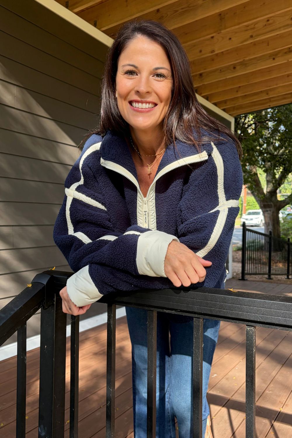 Free People Mountain High 1/2 Zip In Navy Combo - Free People