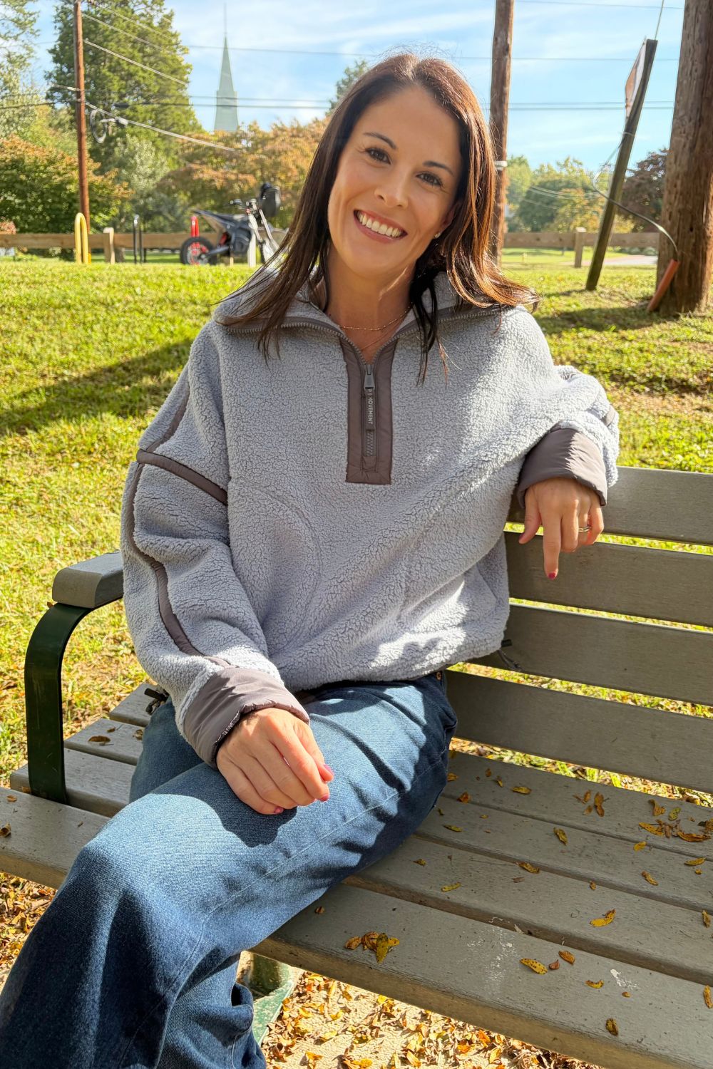 Free People Mountain High 1/2 Zip In Steel Combo - Free People