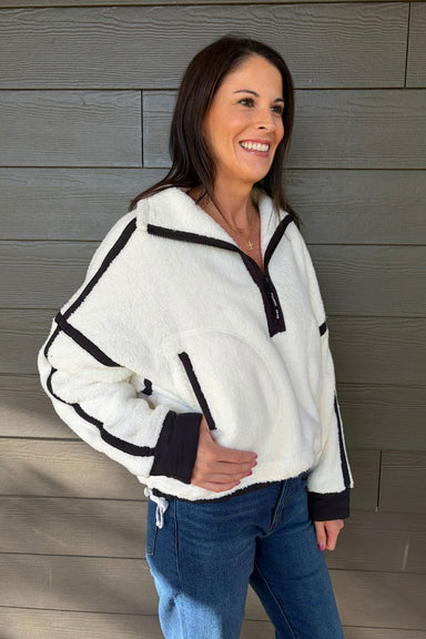 Free People Mountain High 1/2 Zip In White Combo - Free People