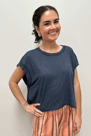 Free People My Time Tee- Midnight Navy - Free People
