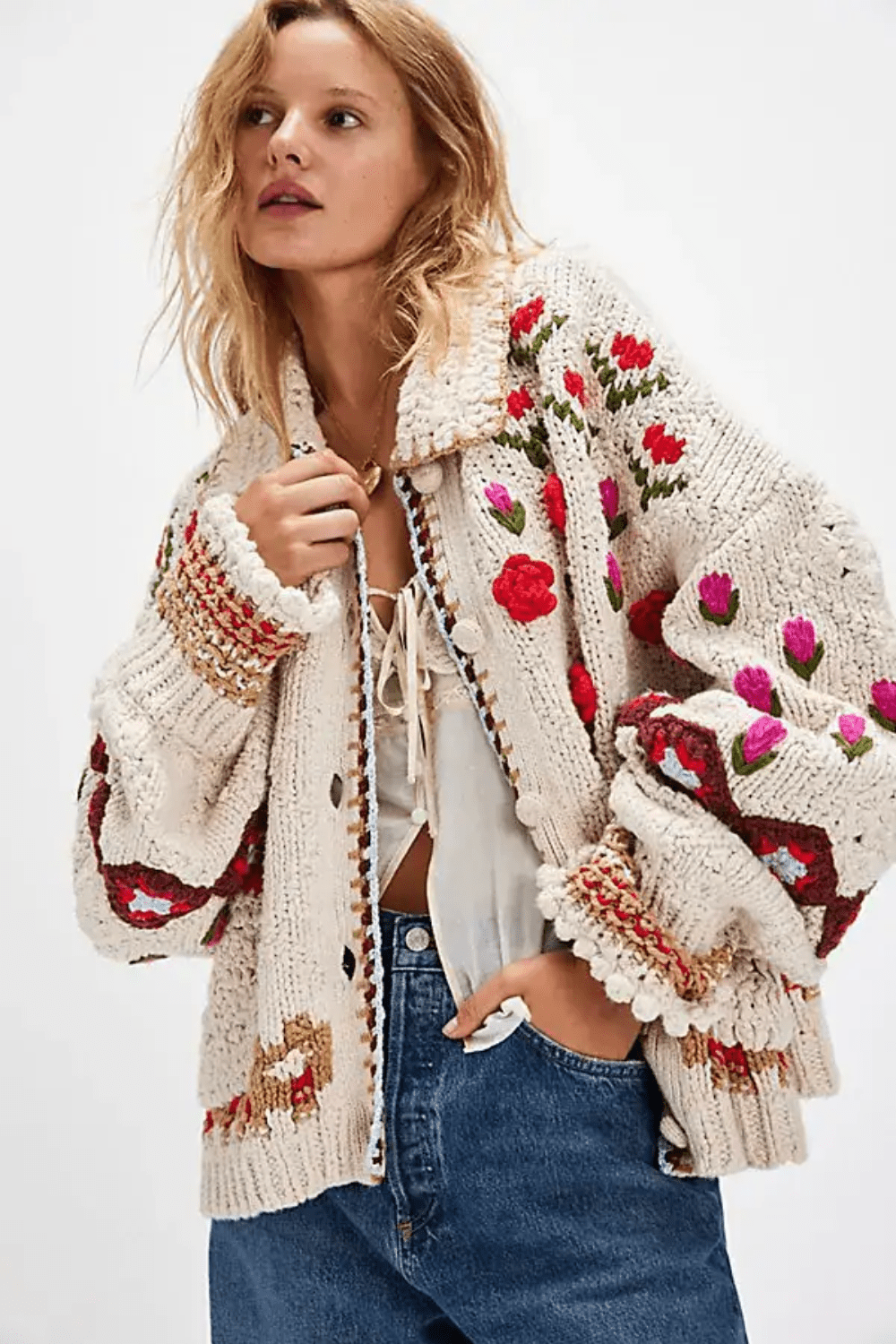 Free People Rosebud Cardi- Ivory Combo - Free People