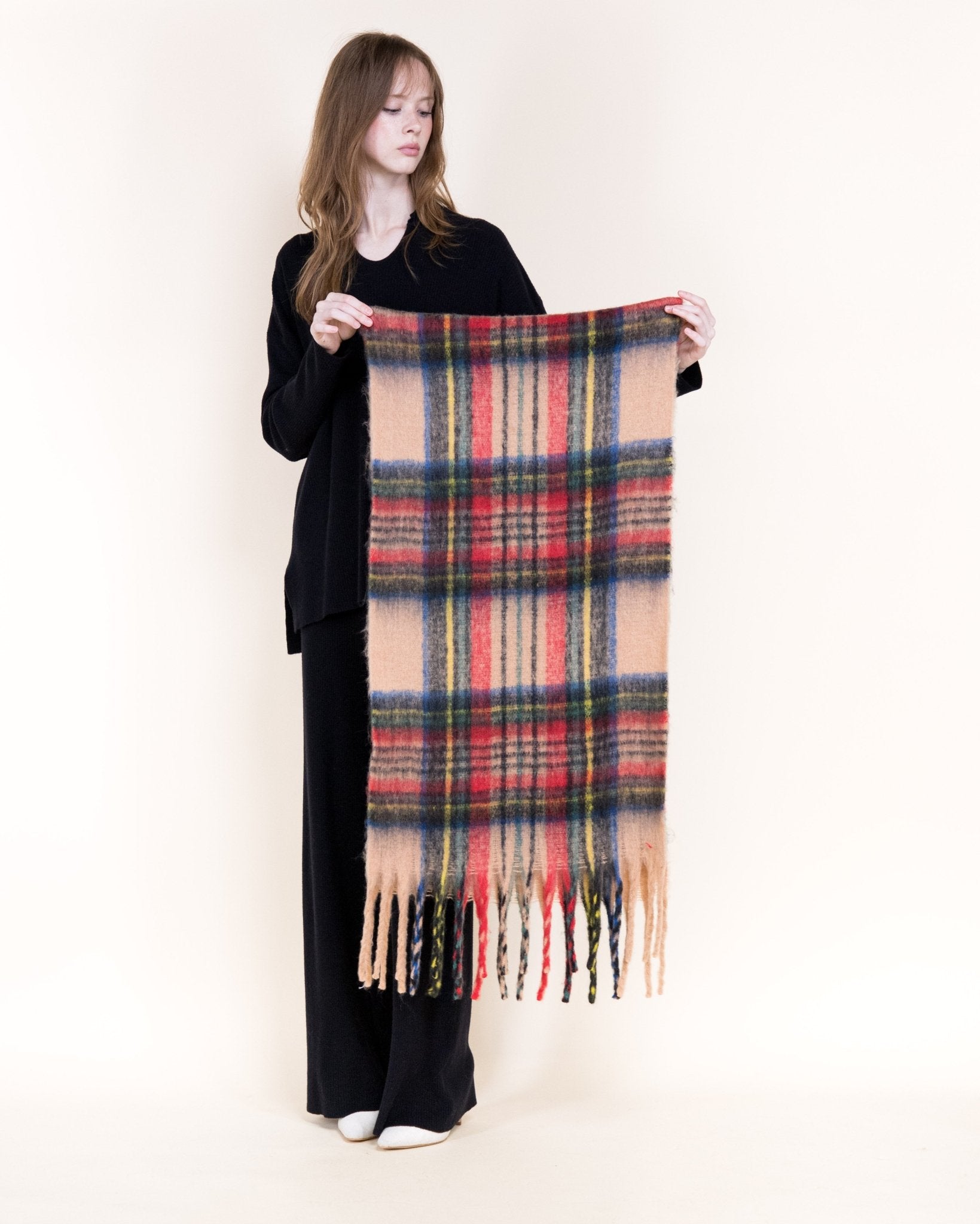 Fuzzy Colorburst Plaid Scarf - Very Moda