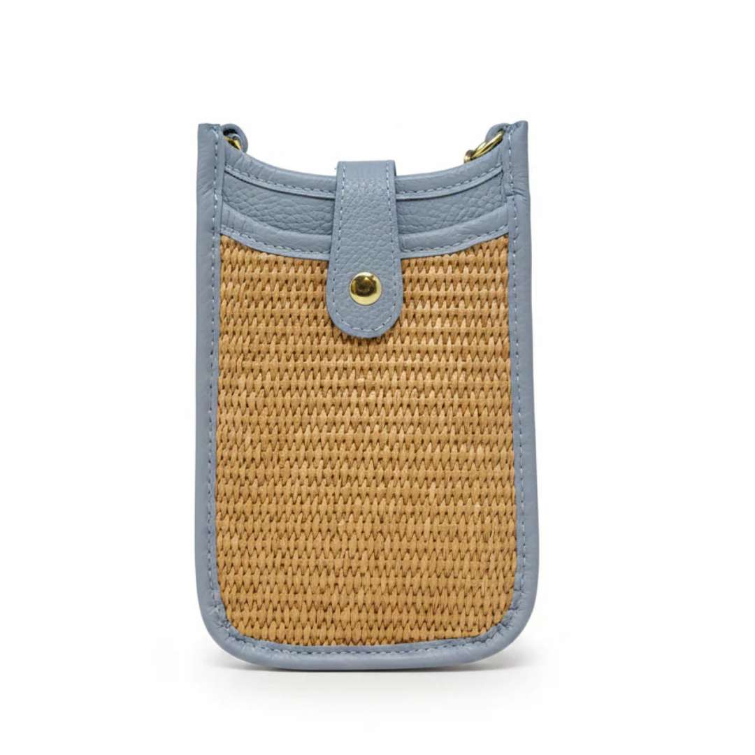 German Fuentes Leather and Straw Crossbody - German Fuentes