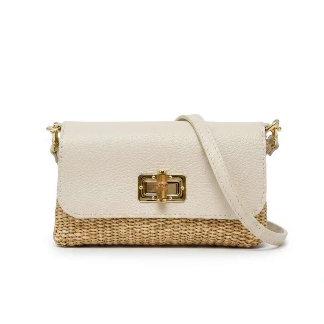German Fuentes Leather Bamboo Clasp & Raffia Crossbody - German Fuentes