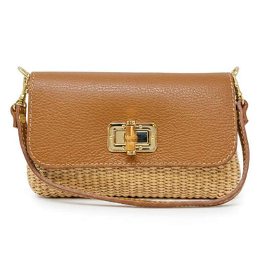 German Fuentes Leather Bamboo Clasp & Raffia Crossbody - German Fuentes