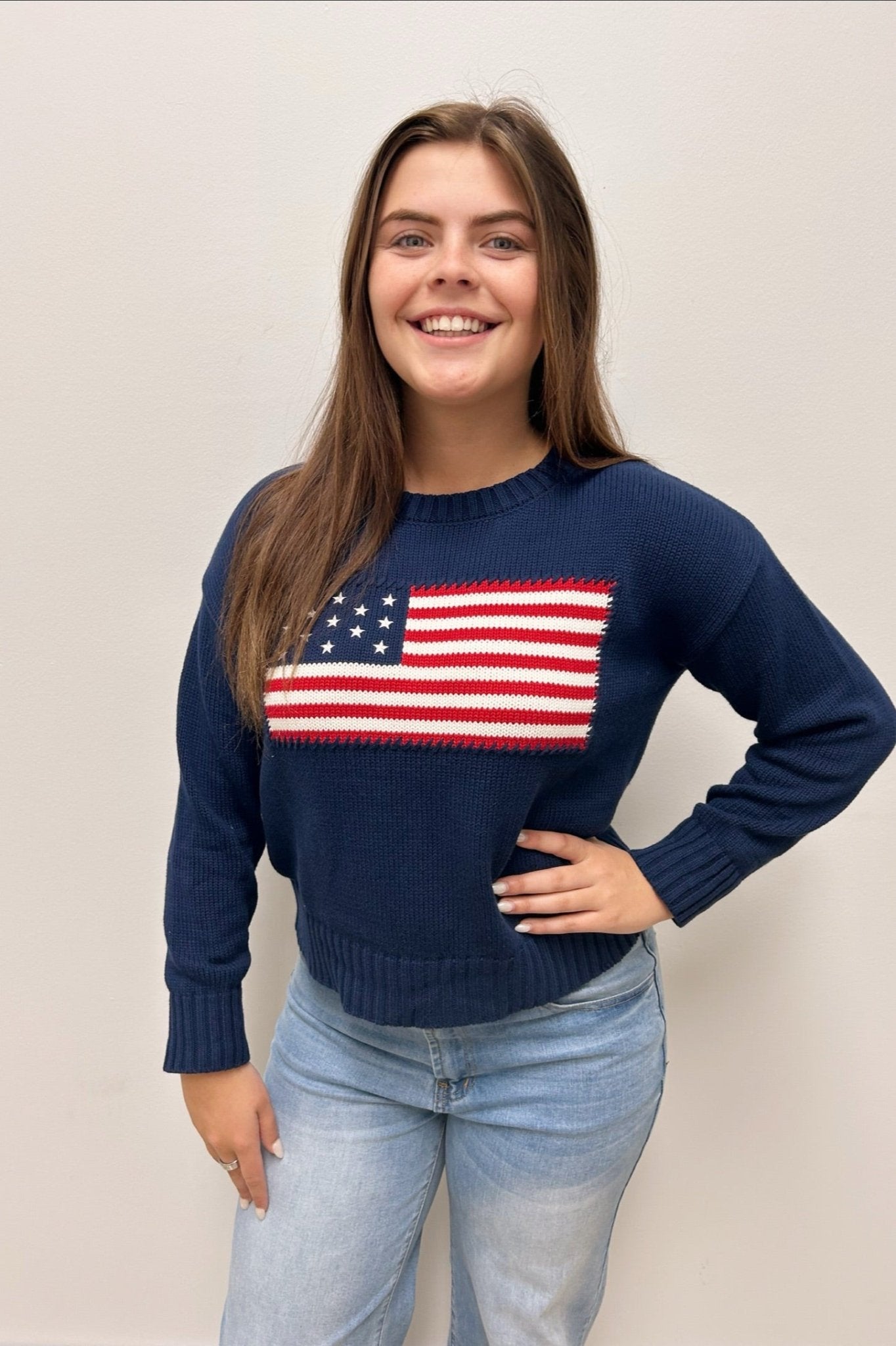 Grant Whipstitch Flag Sweater - Pearls & Camo