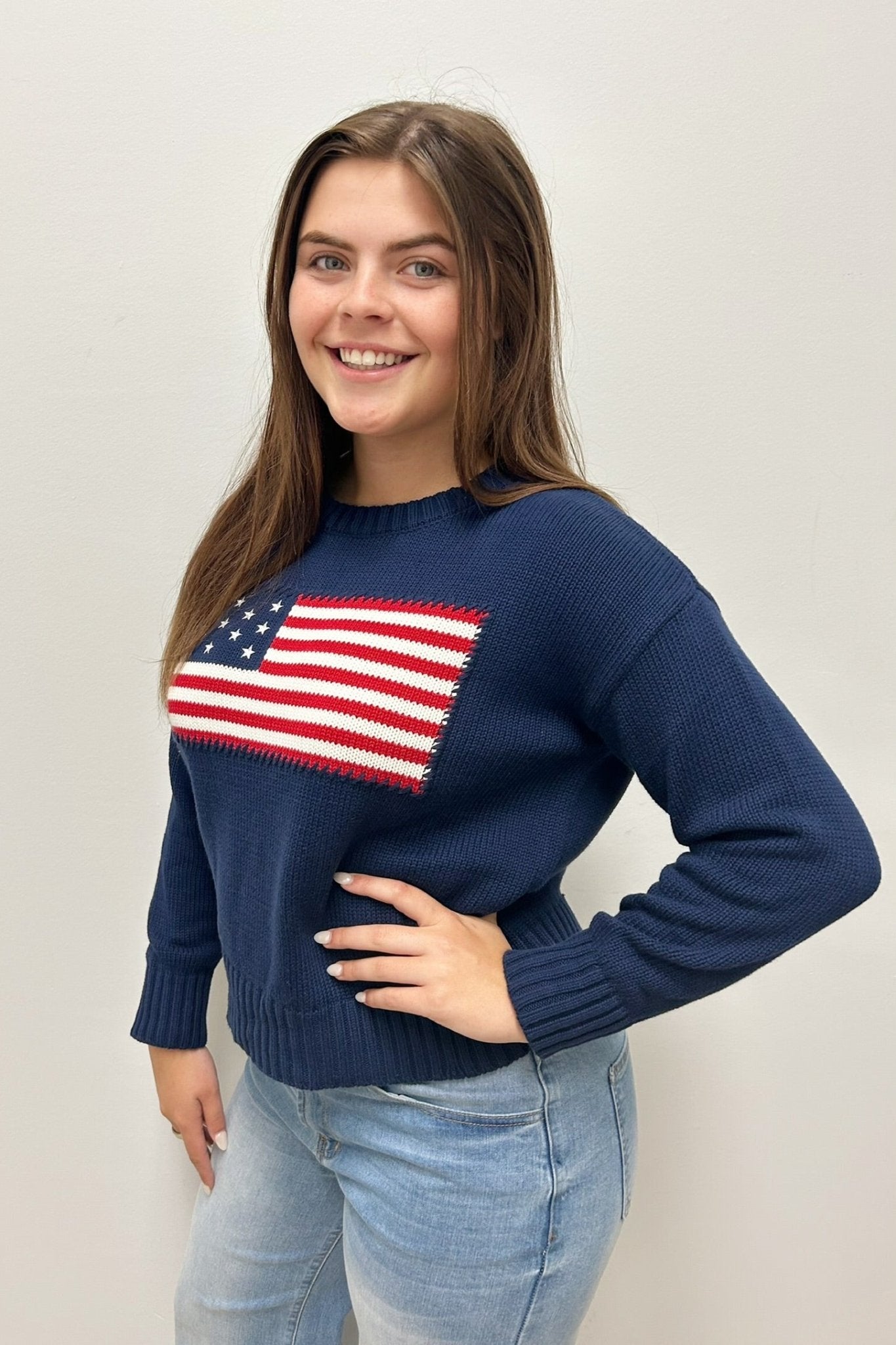 Grant Whipstitch Flag Sweater - Pearls & Camo