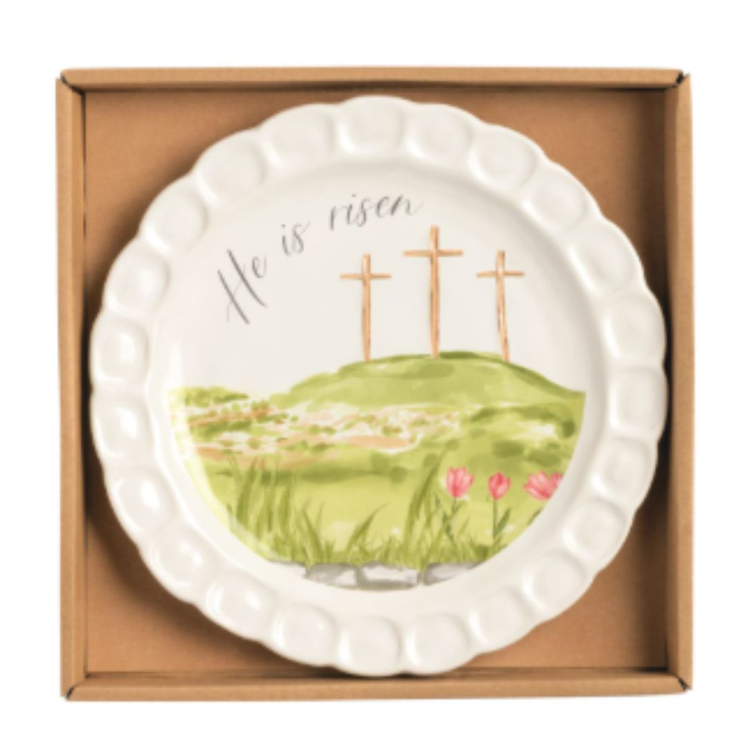 He is Risen Cross Plate - Mud Pie