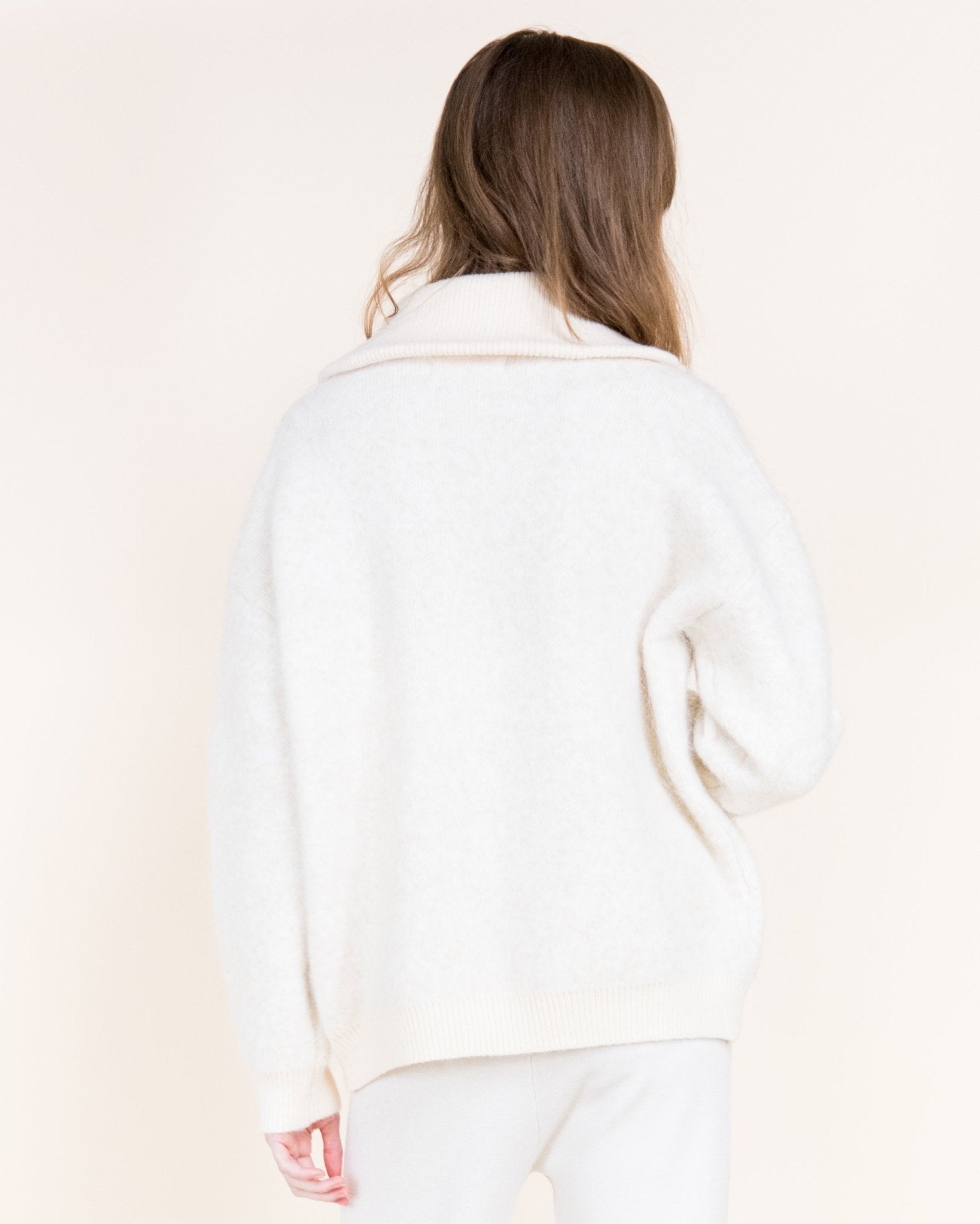 Heathered Two Tone Cardigan - Beige - Very Moda