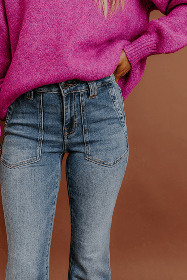 Hidden Happi Mid Rise Flare w/Patch Pockets - Hidden Jean