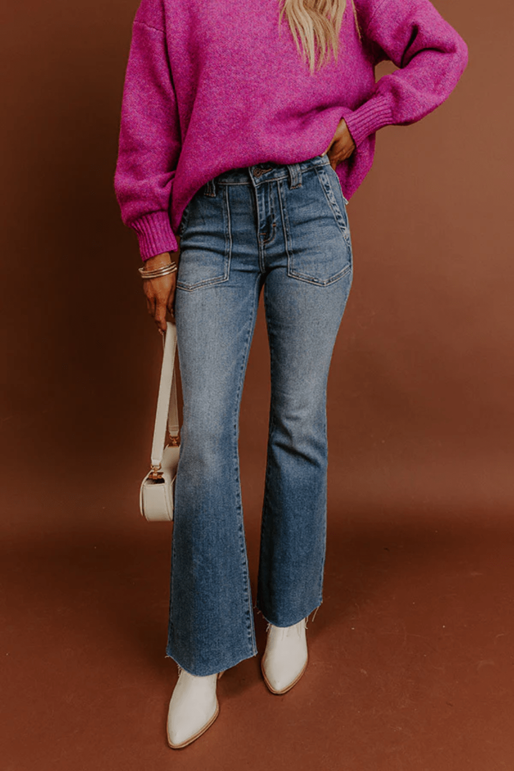 Hidden Happi Mid Rise Flare w/Patch Pockets - Hidden Jean