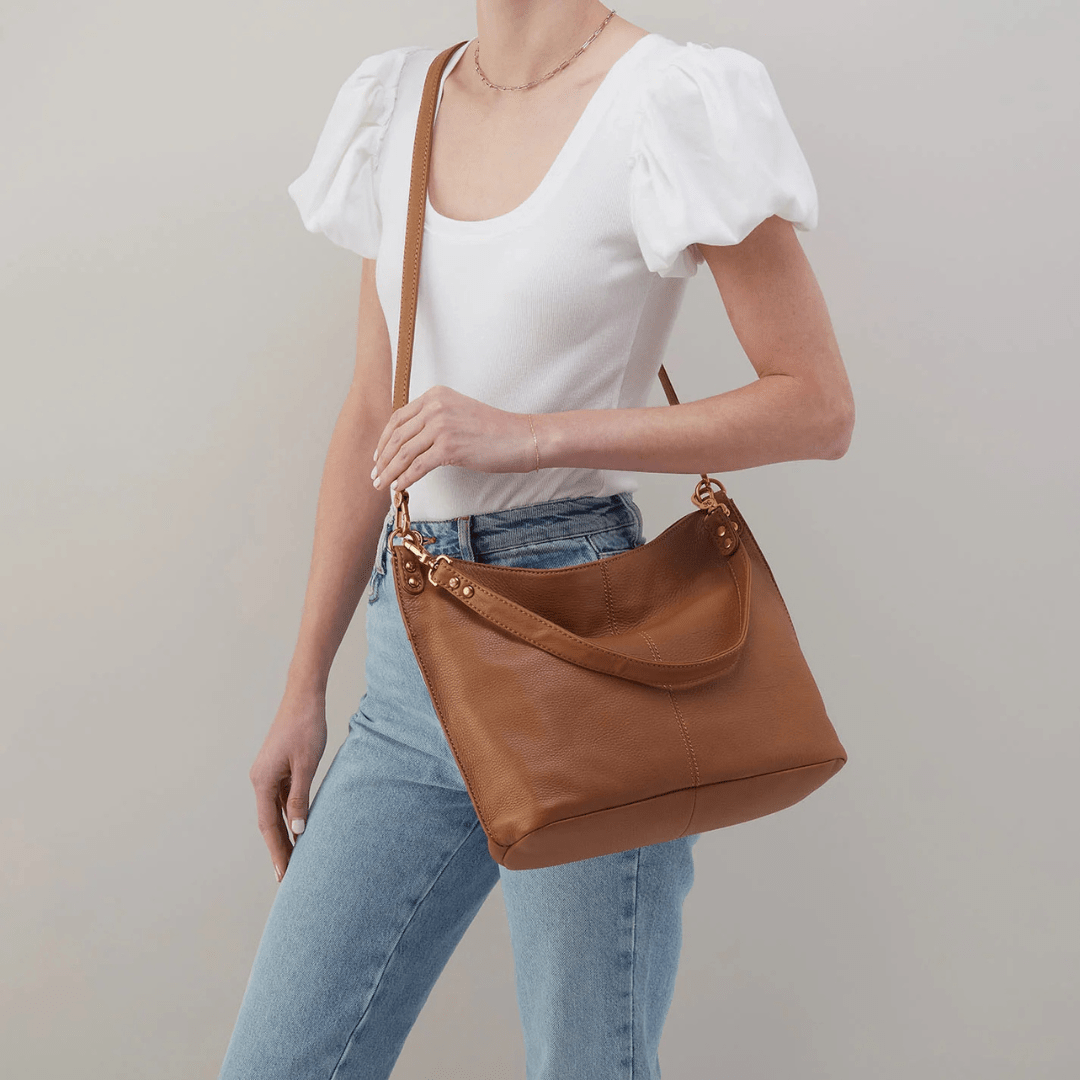 Hobo Pier Pebbled Leather Shoulder Bag - Warm Honey - Hobo
