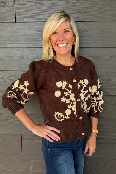 J. Marie Collections Rowan Cardigan In Brown - J. Marie Collections