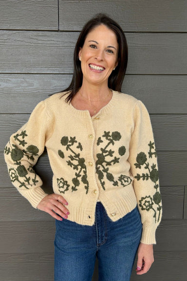J. Marie Collections Rowan Cardigan In Cream - J. Marie Collections