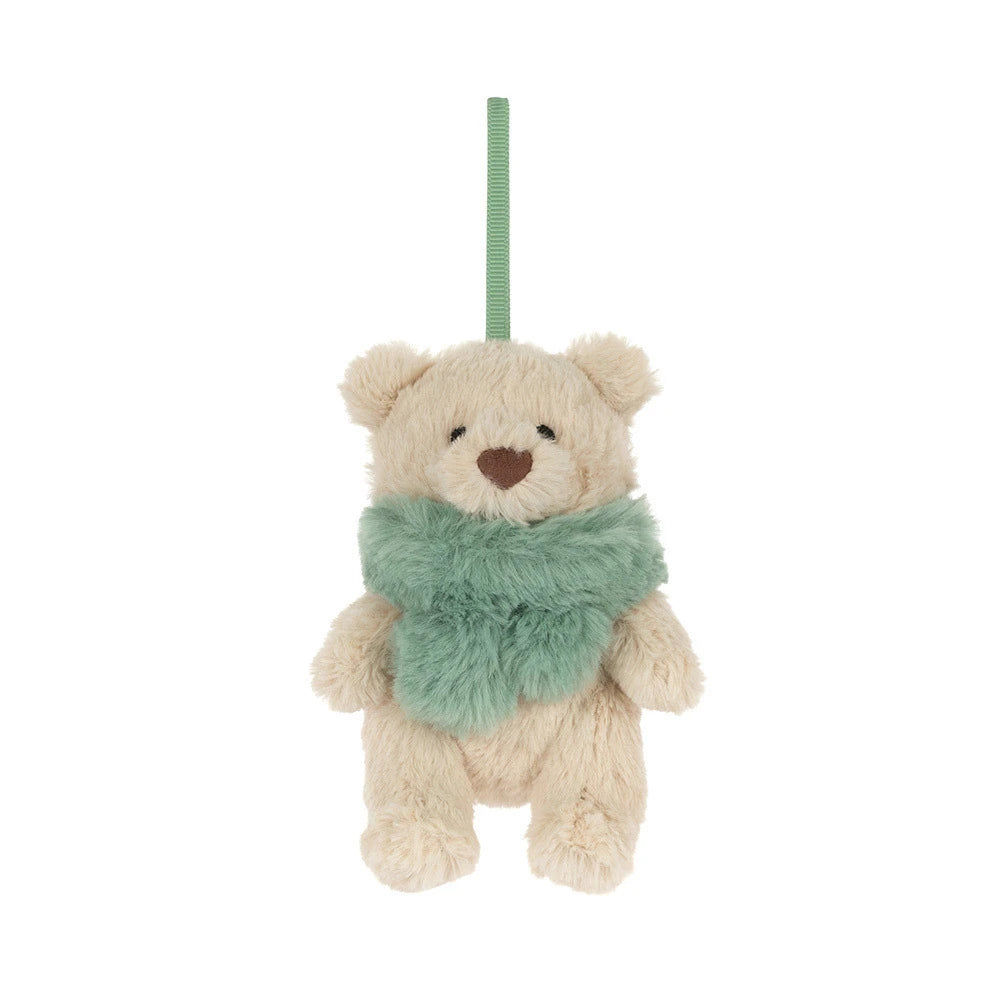 Jellycat Bartholomew Bear Jr. holiday decoration, another angle