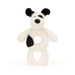 Jellycat Bashful Black & Cream Puppy Ring Rattle - Jellycat