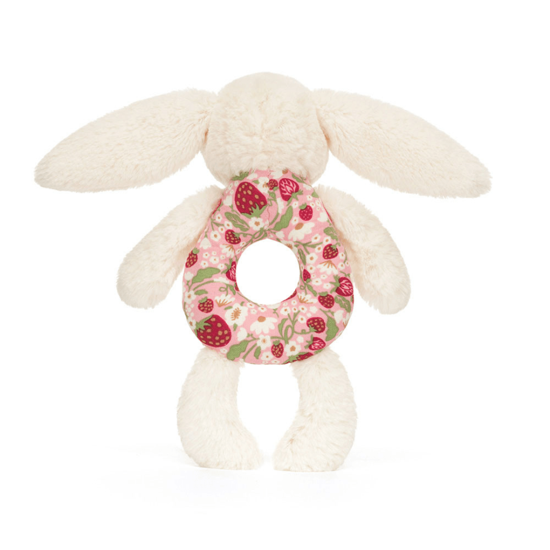 Jellycat Blossom Cream "Berry" Bunny Ring Rattle - Jellycat