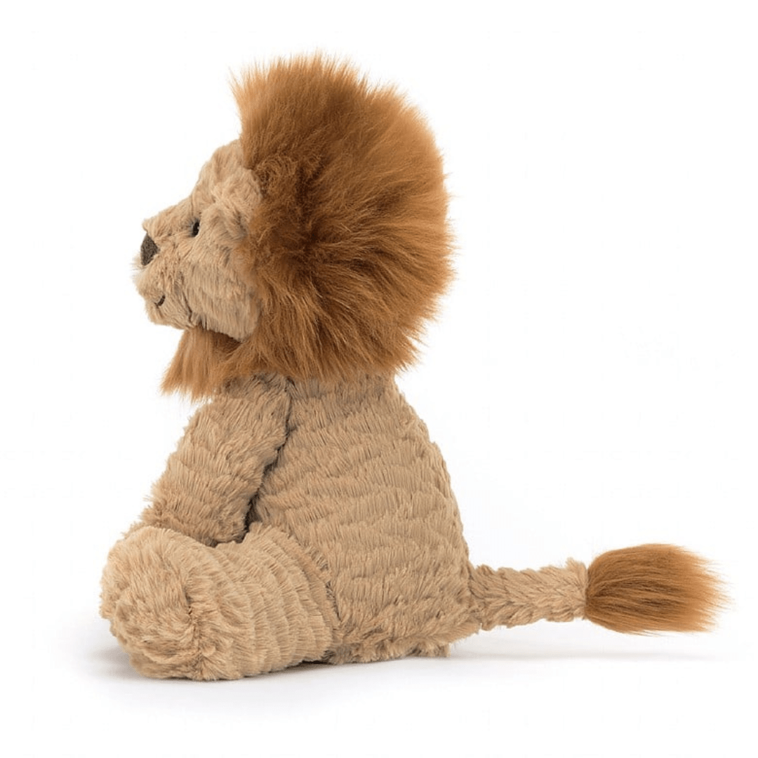 Stuffed lion toy on a white background