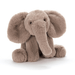 Plush elephant toy on a white background