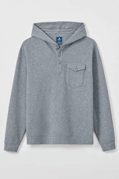 Johnnie-O Button Henley Hoodie- Titanium - Johnnie-O