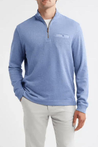 Johnnie-O Flame Stitch Quarterzip- Cloudburst - Johnnie-O