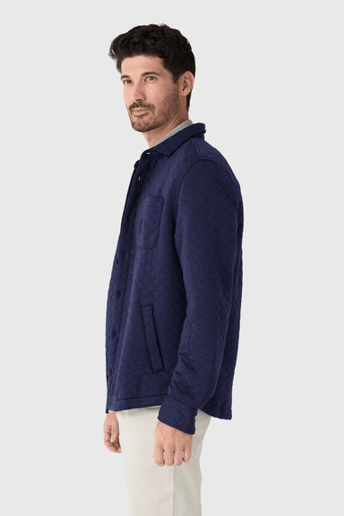 Johnnie-O Stowe Quilt Shacket- Navy - Johnnie-O
