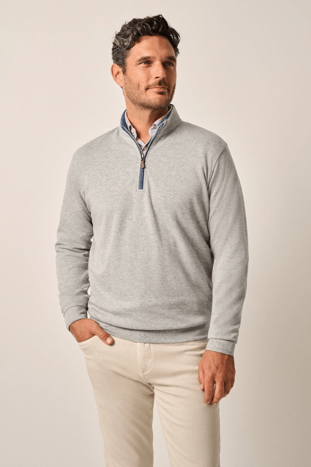 Johnnie - O Sully Quarter Zip - Light Gray - Johnnie - O