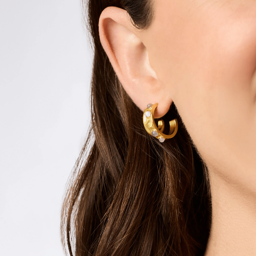 Julie Vos Cobblestone Double Hoop- Multi Stone Cat's Eye - Julie Vos