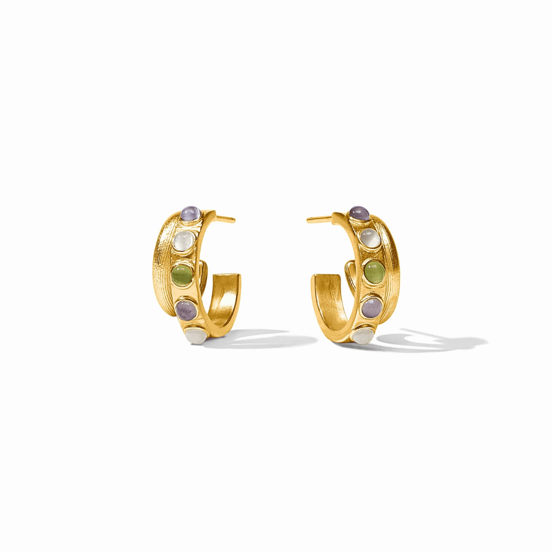 Julie Vos Cobblestone Double Hoop- Multi Stone Cat's Eye - Julie Vos