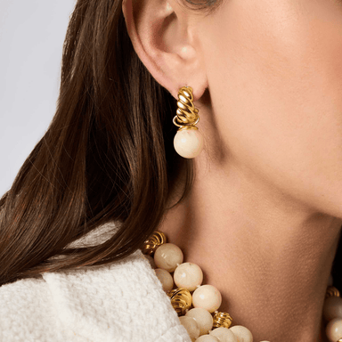 Julie Vos Ravello Hoop & Charm Earring- Ivory - Julie Vos
