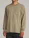 Man wearing the washed olive green Katin Base long sleeve tee, side view