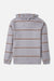 Katin Morris striped hooded pullover in storm blue heavyweight cotton jersey, laid flat, front view