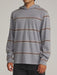 Man wearing the storm blue striped Katin Morris hooded pullover, side view