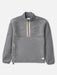 Katin Nelson Jacket in charcoal gray polar fleece with quarter zip and mock neck, laid flat, front view