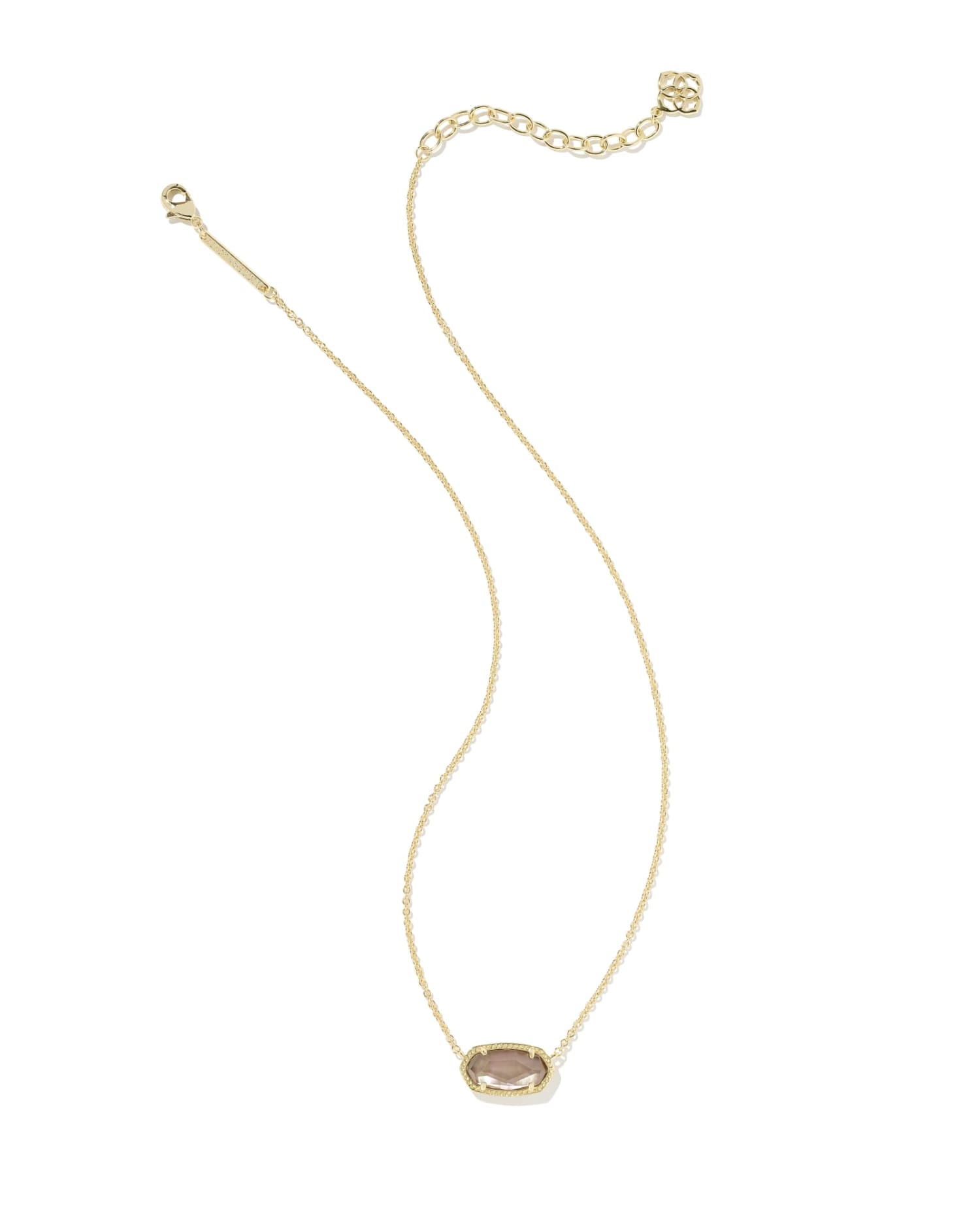 Kendra Scott Elisa Gold Pendant Necklace in Taupe Mother-of-Pearl, view 2
