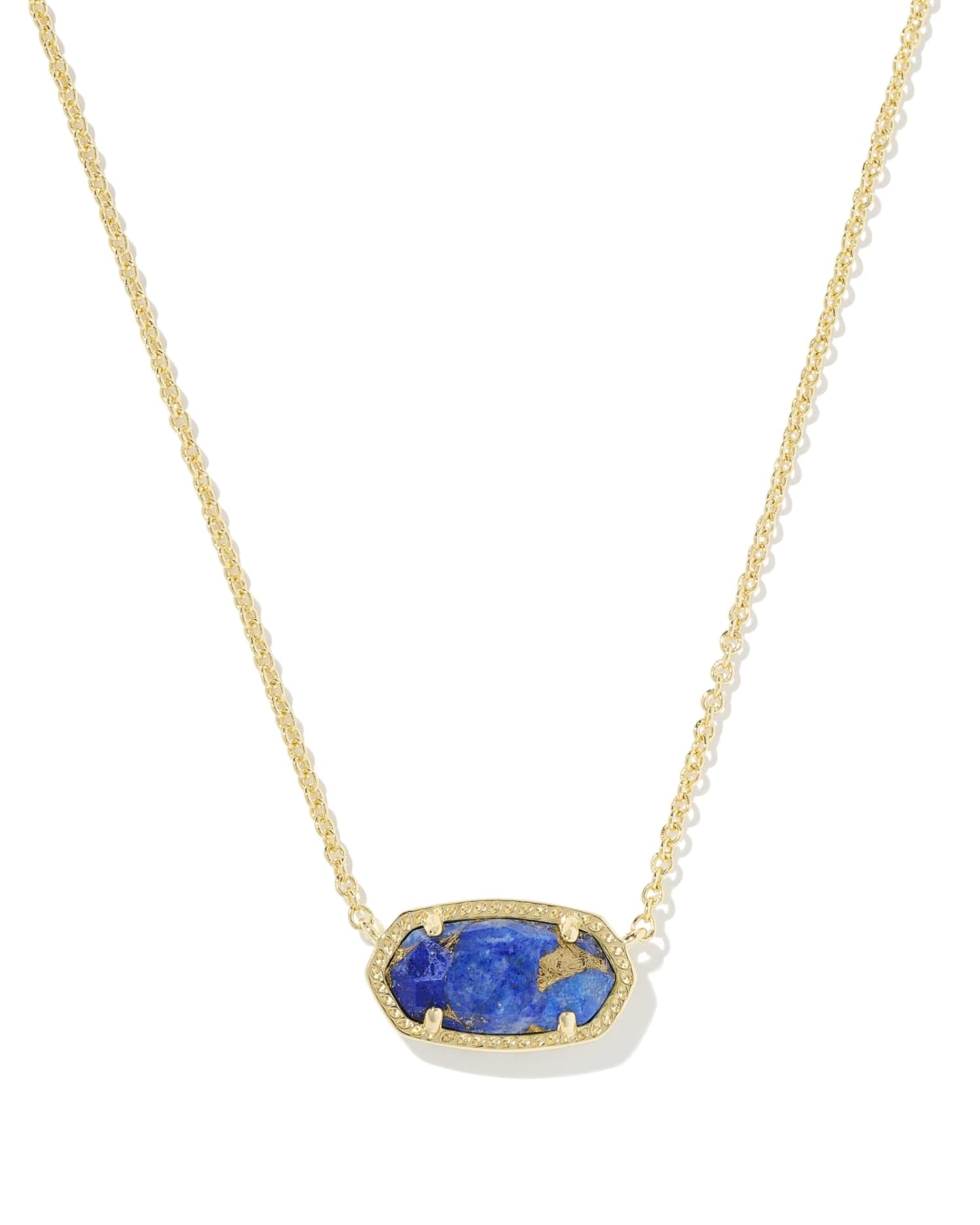Kendra Scott Elisa Gold Pendant Necklace in Bronze Veined Blue Lapis