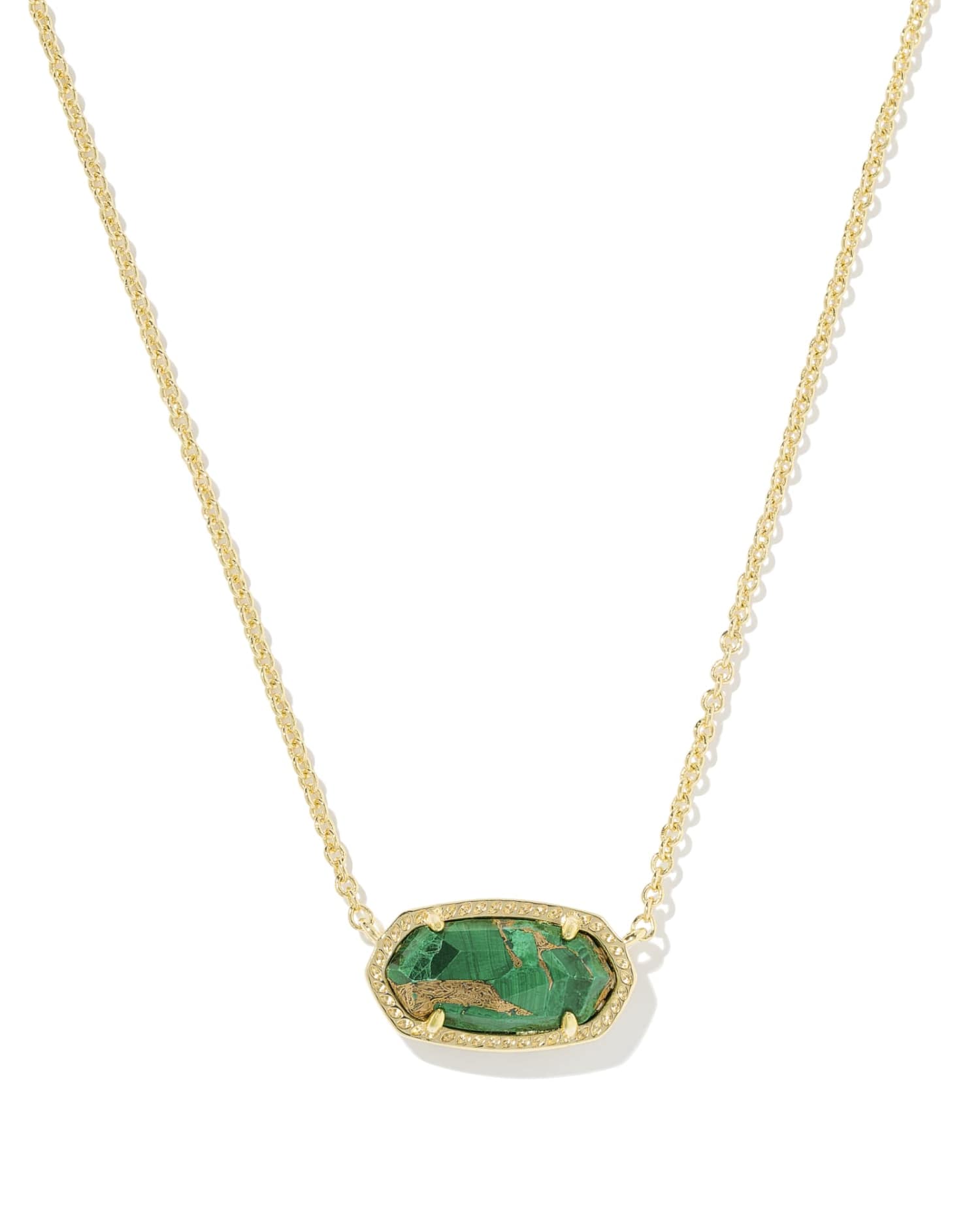 Kendra Scott Elisa Gold Pendant Necklace in Bronze Veined Green Malachite