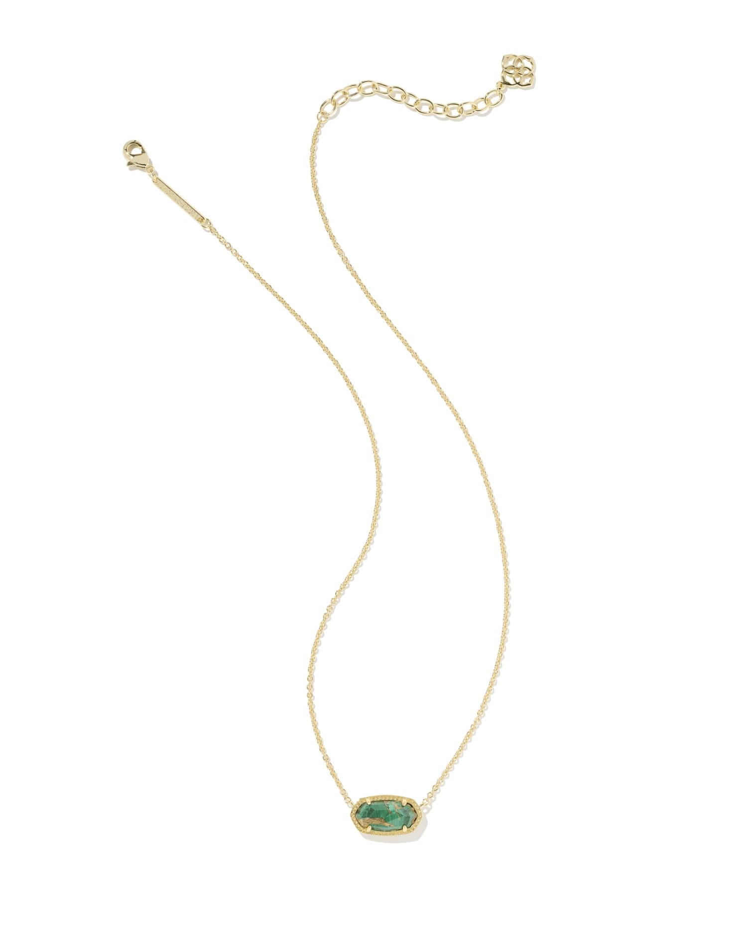 Kendra Scott Elisa Gold Pendant Necklace in Bronze Veined Green Malachite, view 2