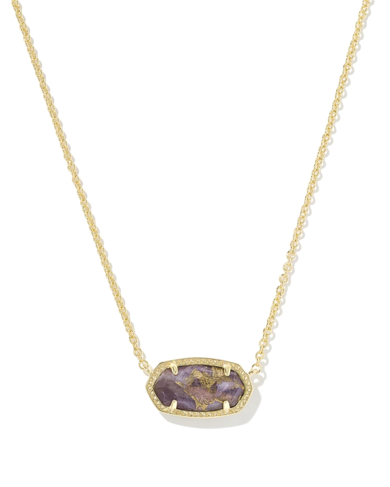 Kendra Scott Elisa Gold Pendant Necklace in Bronze Veined Purple Amethyst