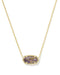 Kendra Scott Elisa Gold Pendant Necklace in Bronze Veined Purple Amethyst