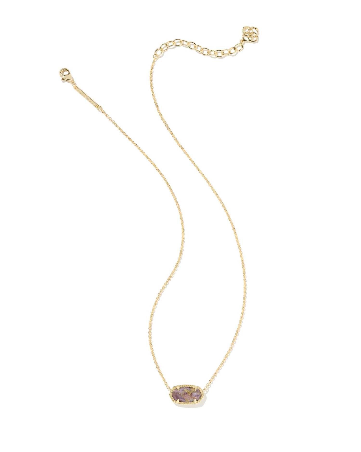 Kendra Scott Elisa Gold Pendant Necklace in Bronze Veined Purple Amethyst, view 2