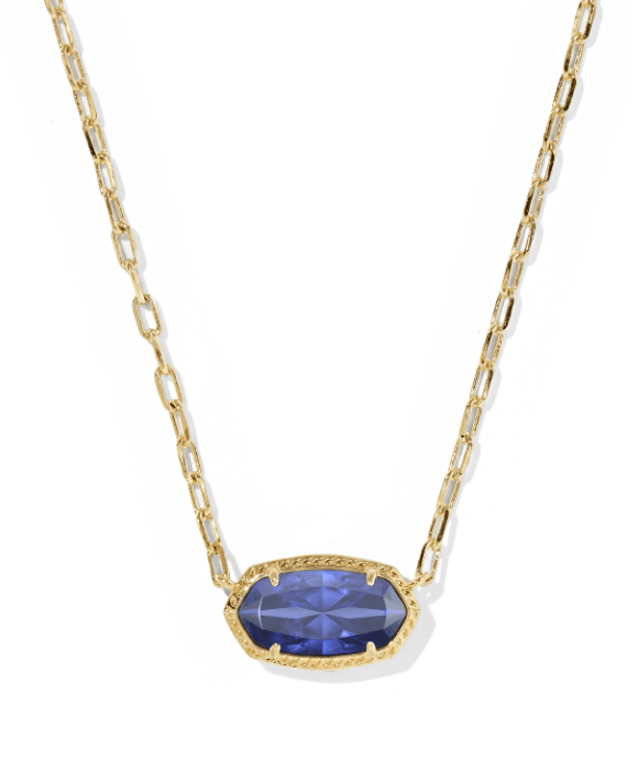 Kendra Scott Elisa Luxe Gold Short Pendant Necklace in Blue Crystal