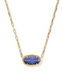 Kendra Scott Elisa Luxe Gold Short Pendant Necklace in Blue Crystal
